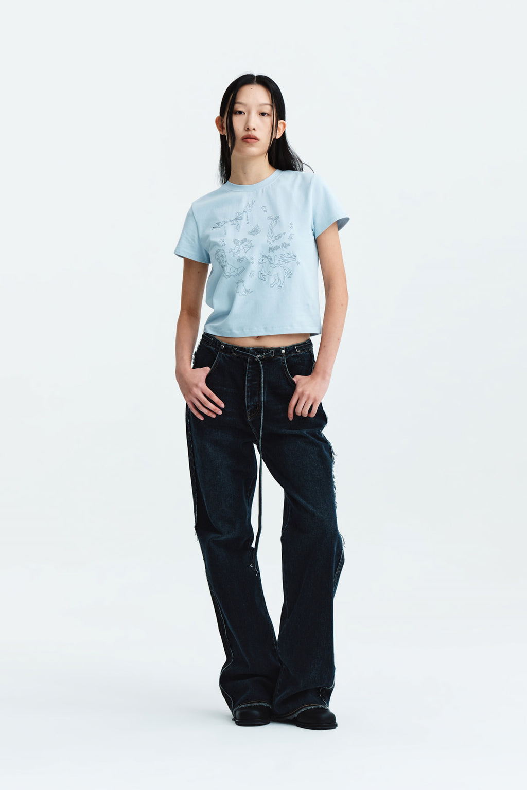 Matin Kim - Kitsch Printing Crop Top (Sky) product image 9 | TRAB K-Fashion Australia