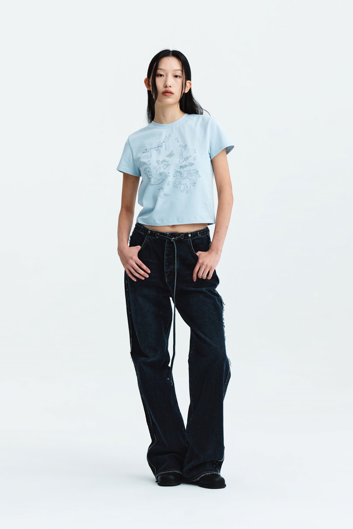 Matin Kim - Kitsch Printing Crop Top (Sky) product image 9 | TRAB K-Fashion Australia