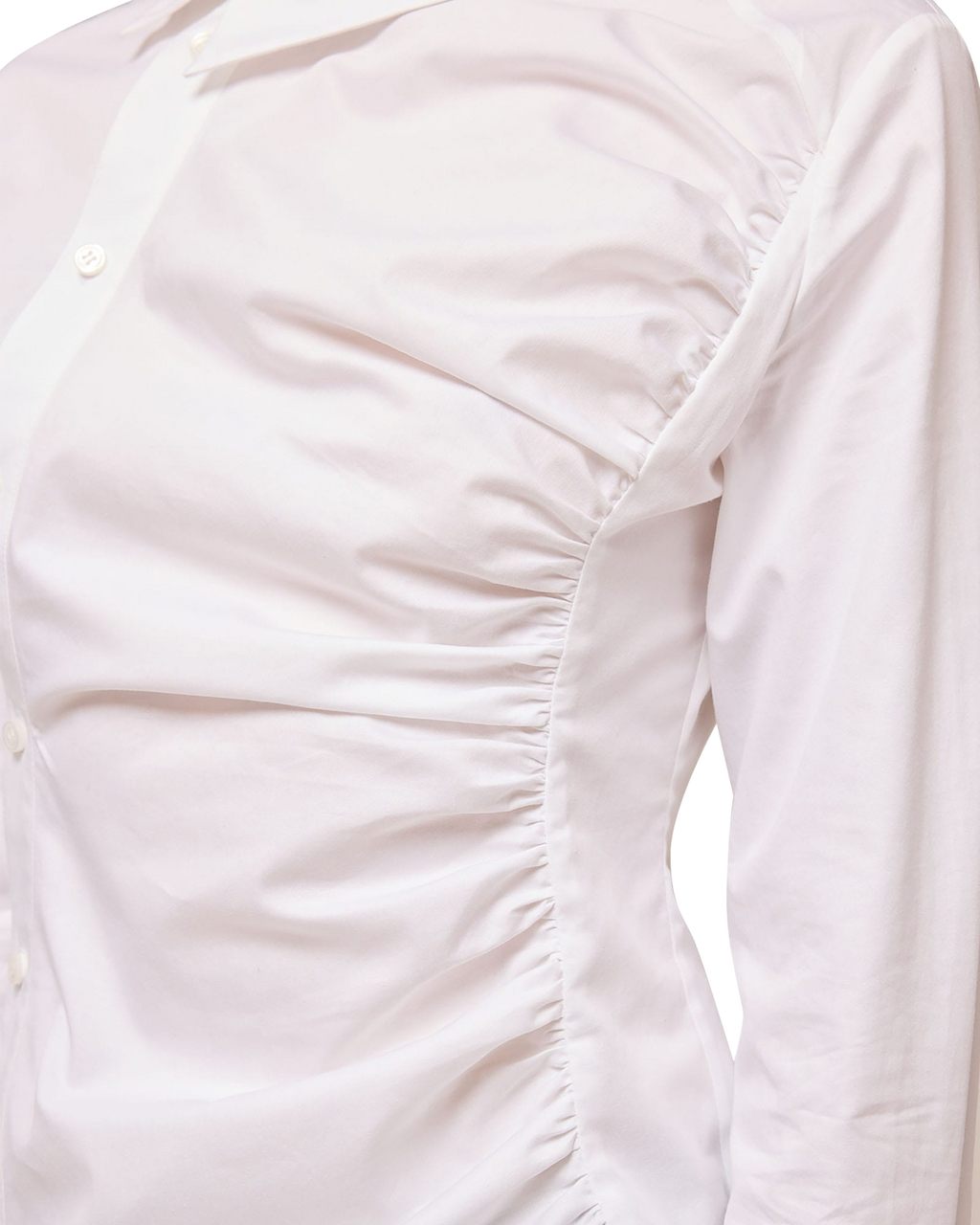 Kimhe Kim - Asymmetrical Shirring Shirt (White) product image 10 | TRAB K-Fashion Australia
