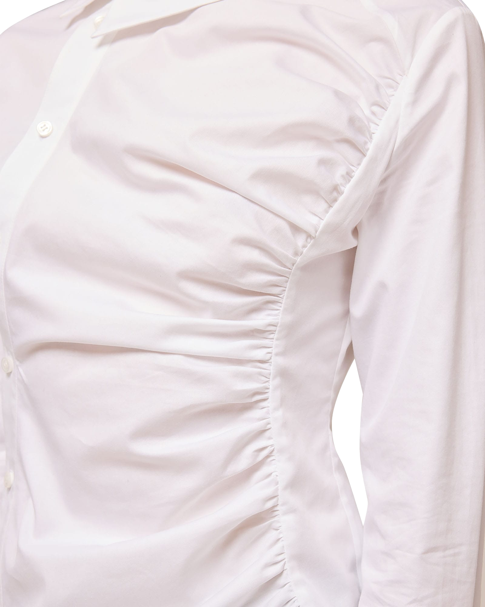 Kimhe Kim - Asymmetrical Shirring Shirt (White) product image 10 | TRAB K-Fashion Australia