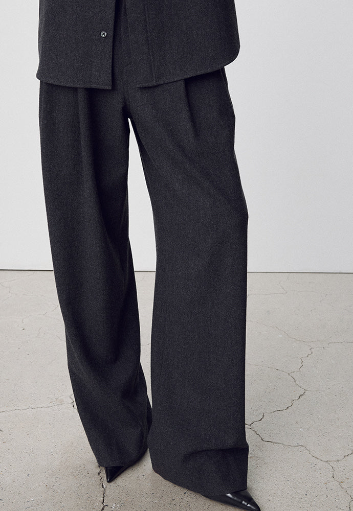 Tonywack - Virgin Wool Double-Pleats Wide Trousers (Grey) product image 1 | TRAB K-Fashion Australia