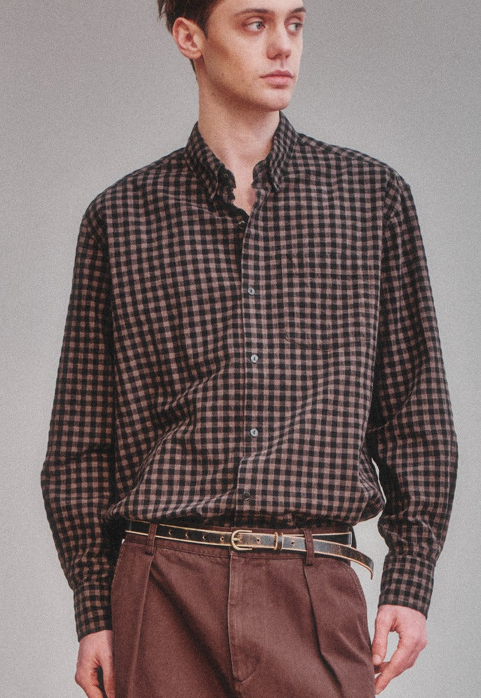 Art if acts - Gingham Check Oxford Shirt (Vintage Wood) product image 1 | TRAB K-Fashion Australia
