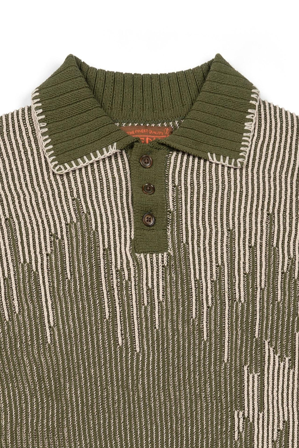 Ioedle - Artificial Meteor Shower Collared Short Sleeve Knit (Khaki) product image 4 | TRAB K-Fashion Australia