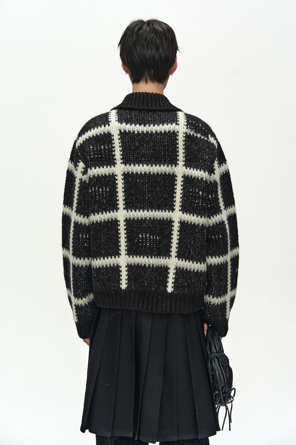 Andersson Bell - Shaggy Check Button Cardigan (Black) product image 5 | TRAB K-Fashion Australia