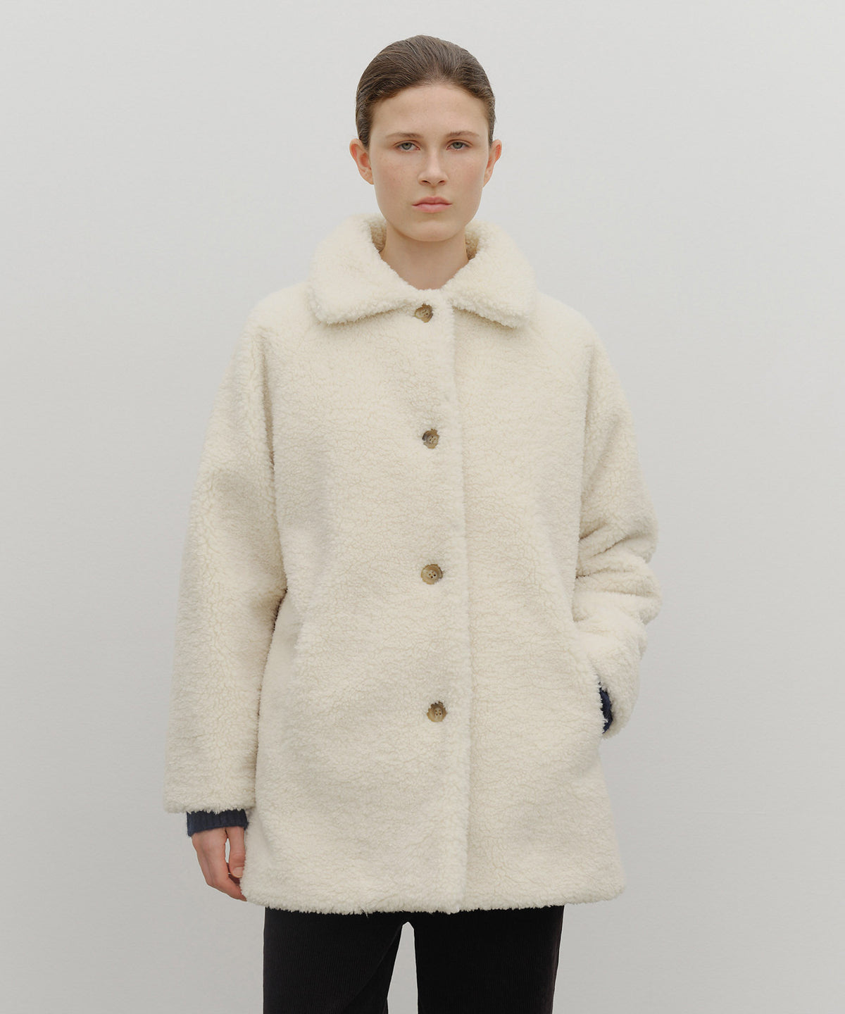 Marithe & Francois Girbaud - Mid Shearling Fur Coat (Ivory) product image 1 | TRAB K-Fashion Australia
