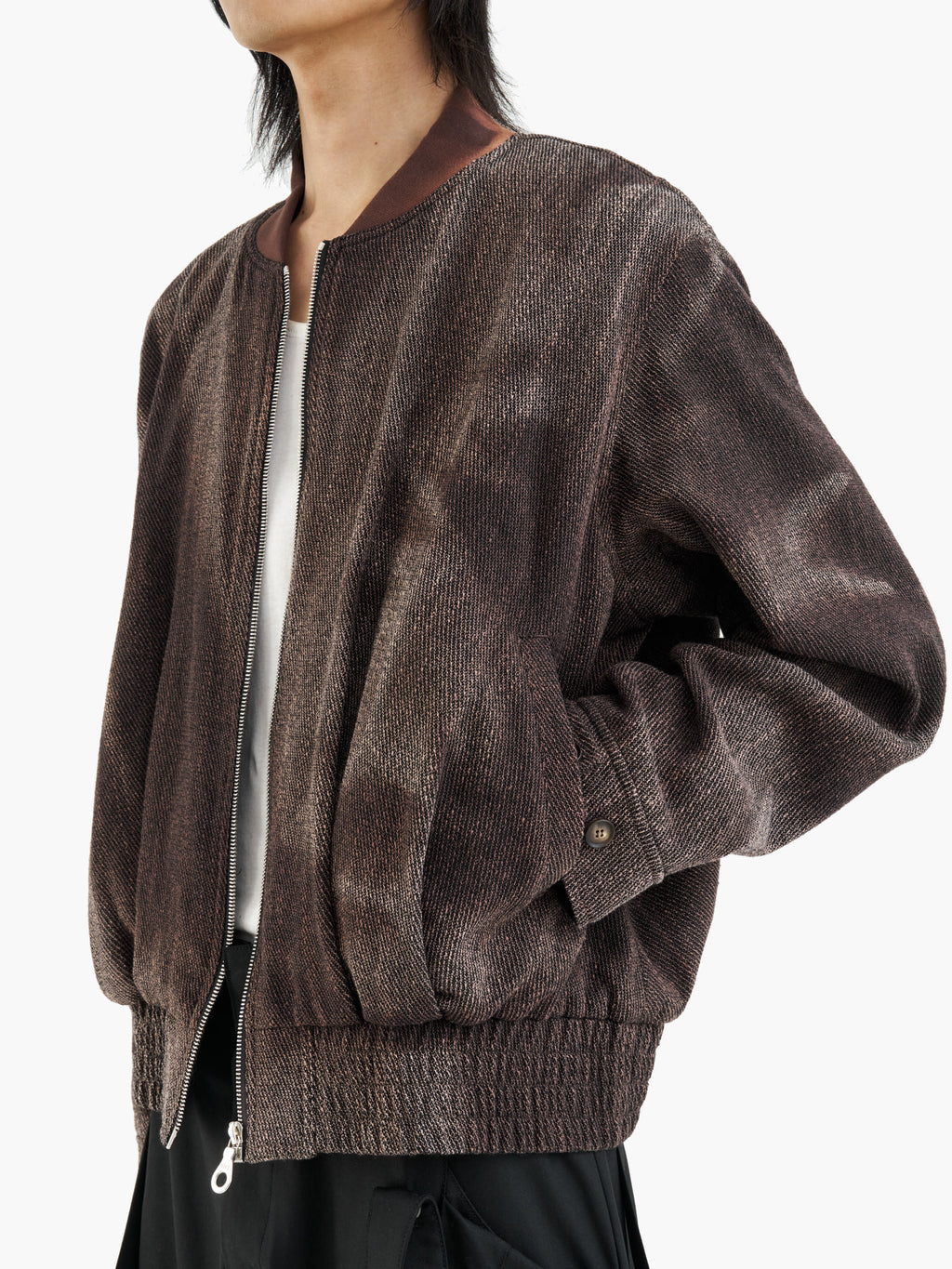 Jiyong Kim - Sun-Bleached Pleated Bomber (Brown) product image 6 | TRAB K-Fashion Australia