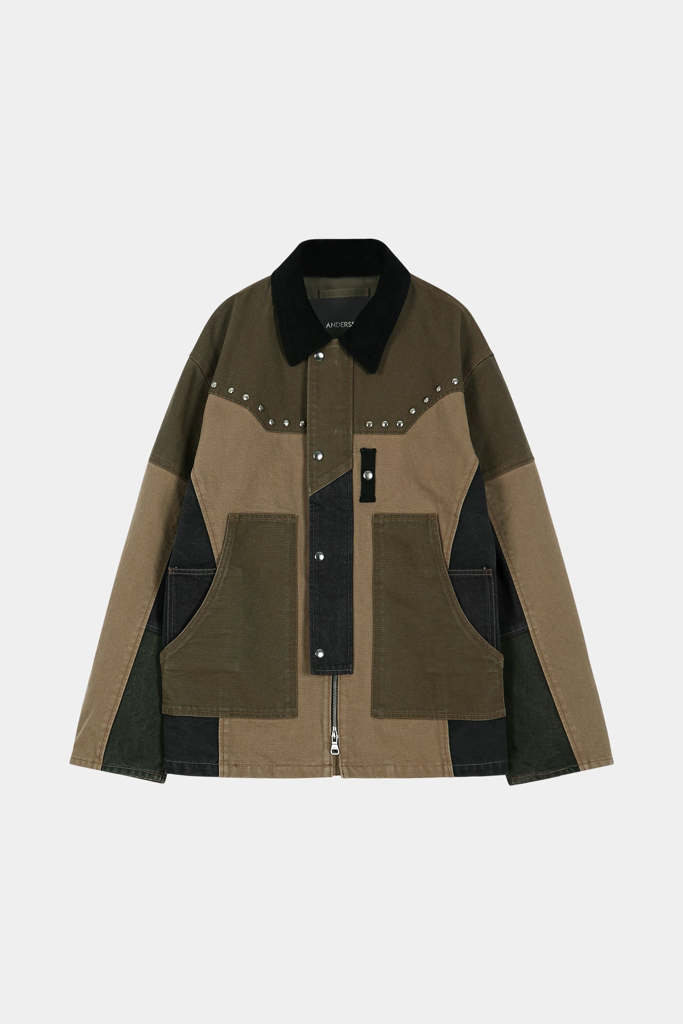 Andersson Bell - Austin Patchwork Washed Jacket (khaki) (Khaki) product image 12 | TRAB K-Fashion Australia