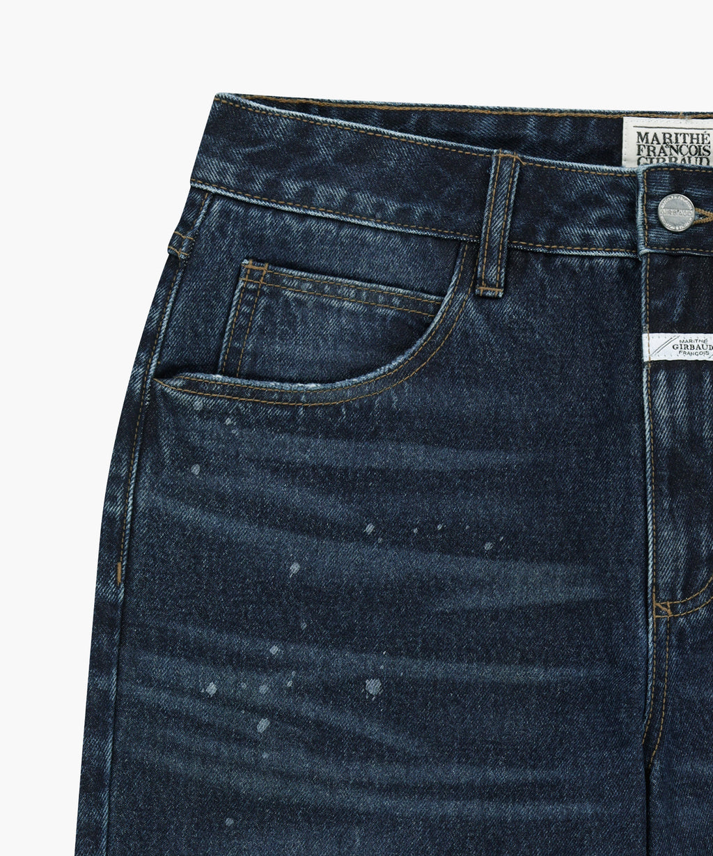 Marithe & Francois Girbaud - Semi-wide Painted Washed Denim Pants (Dark Blue) product image 4 | TRAB K-Fashion Australia