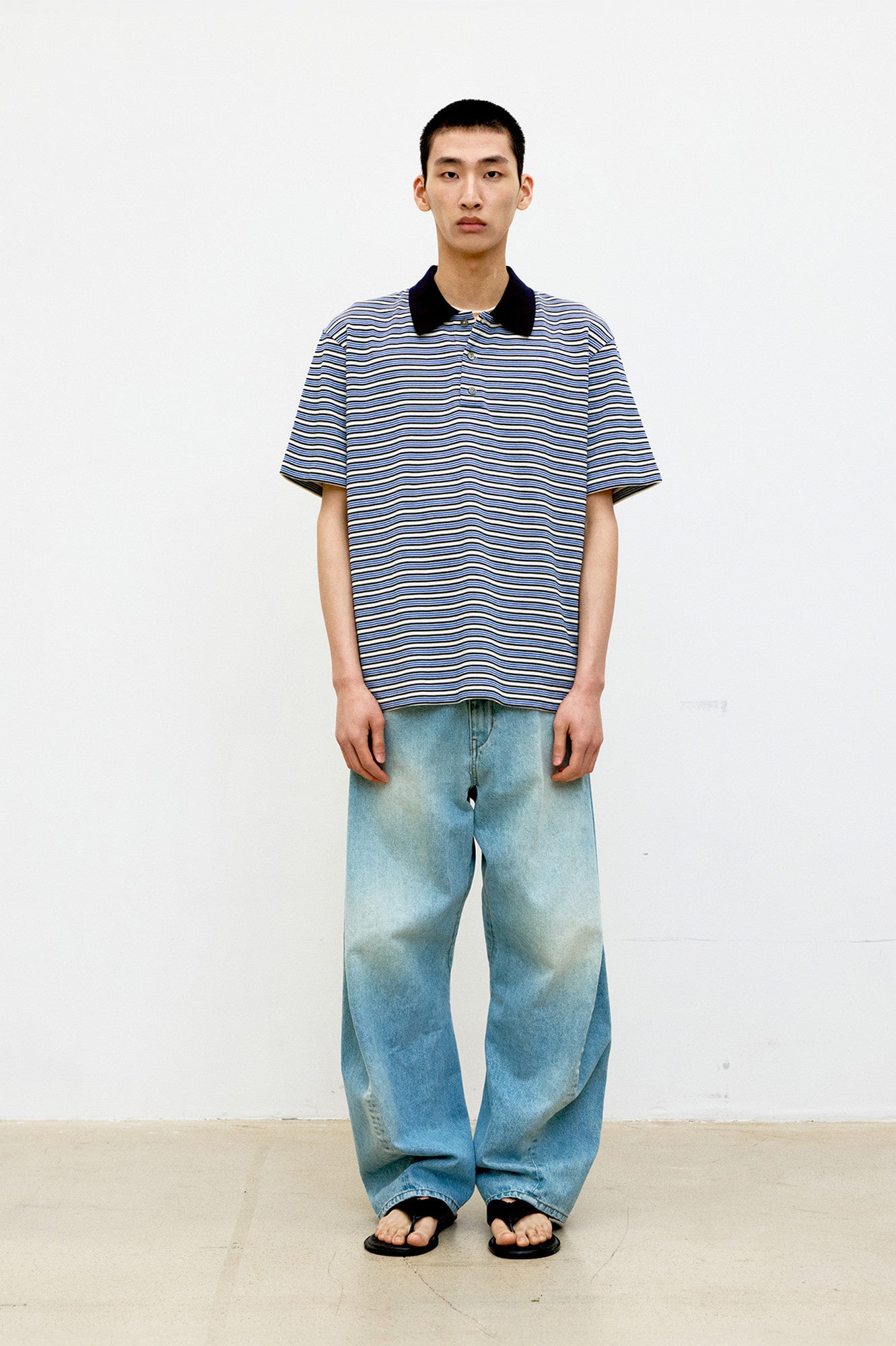 Coor - Multi-Pin Stripe Polo Shirt (Blue) product image 2 | TRAB K-Fashion Australia