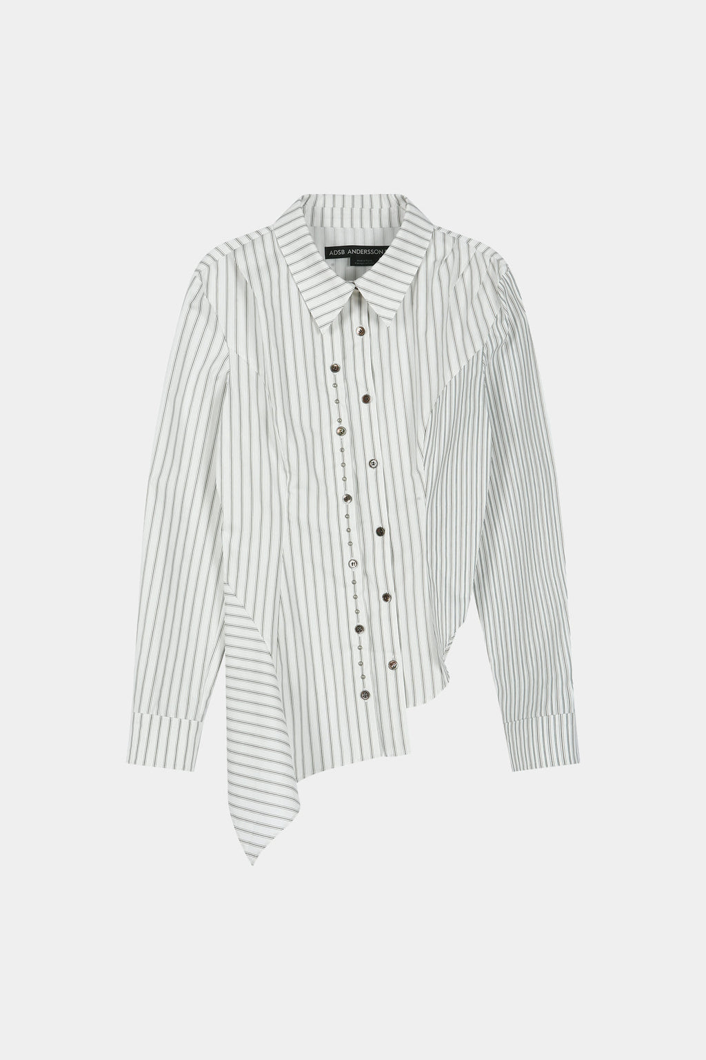 Andersson Bell - Asymmetric Studded Stripe Shirt (white) (White) product image 8 | TRAB K-Fashion Australia