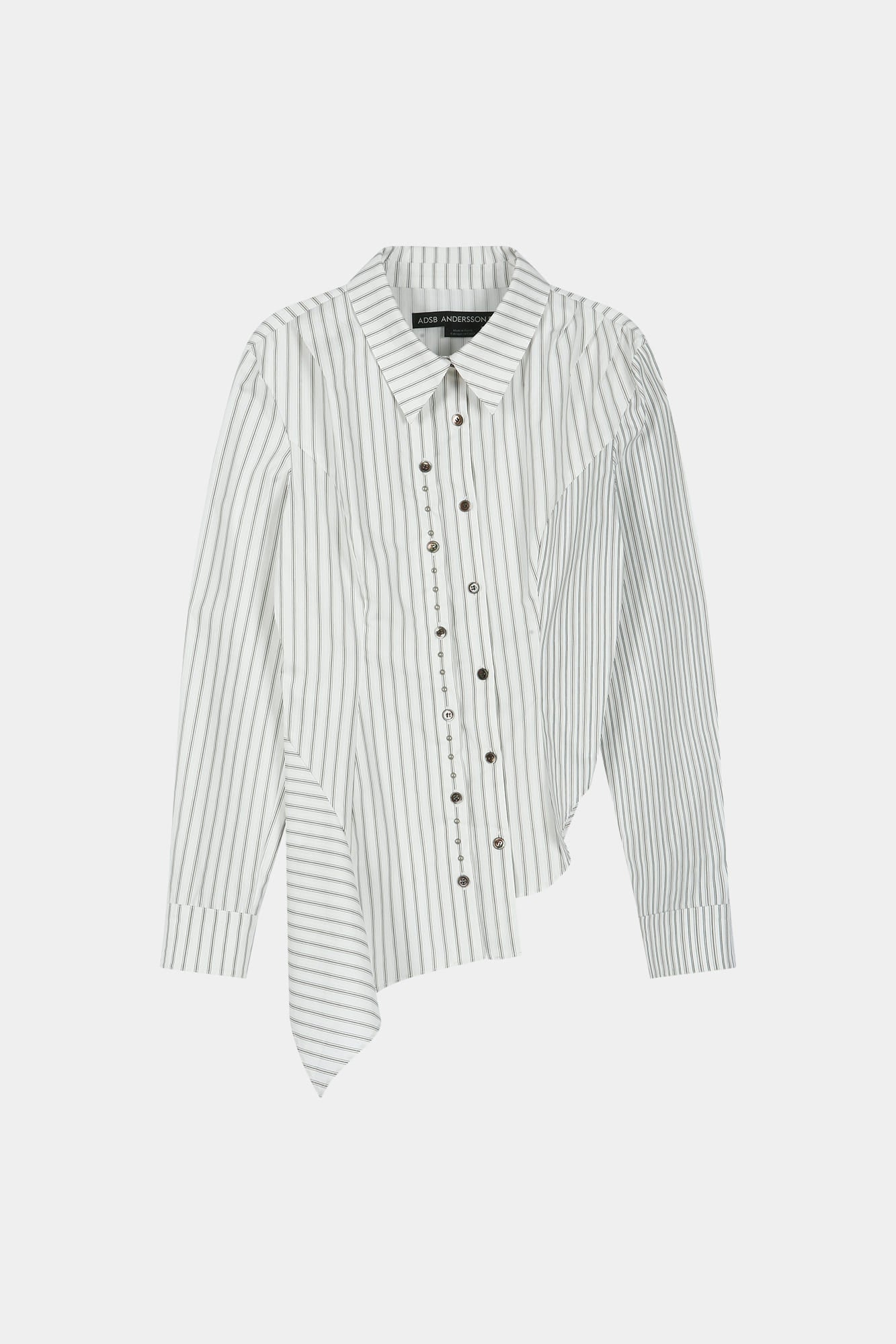 Andersson Bell - Asymmetric Studded Stripe Shirt (white) (White) product image 8 | TRAB K-Fashion Australia