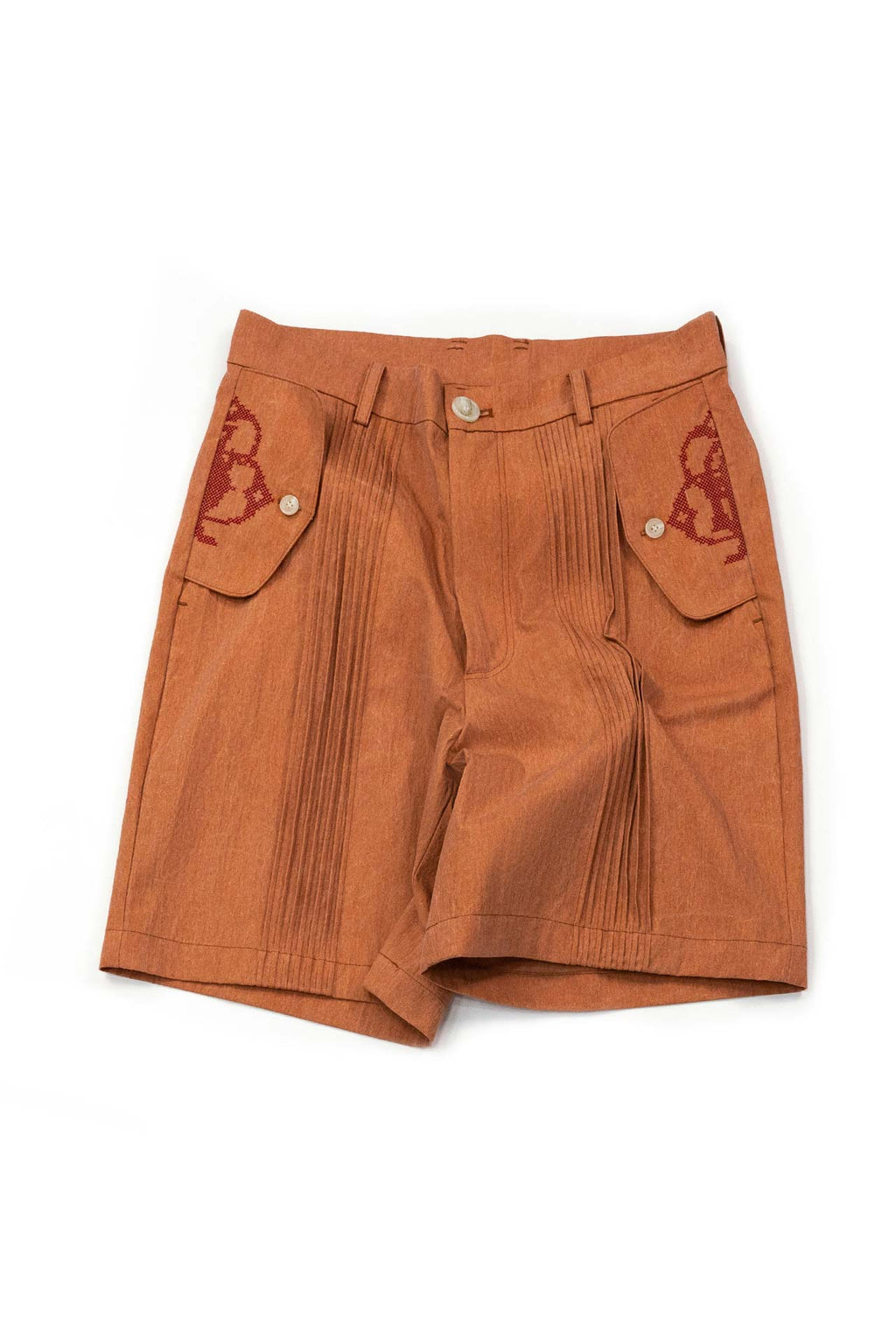 Ioedle - Vertical City Pintuck Shorts (Orange) product image 1 | TRAB K-Fashion Australia