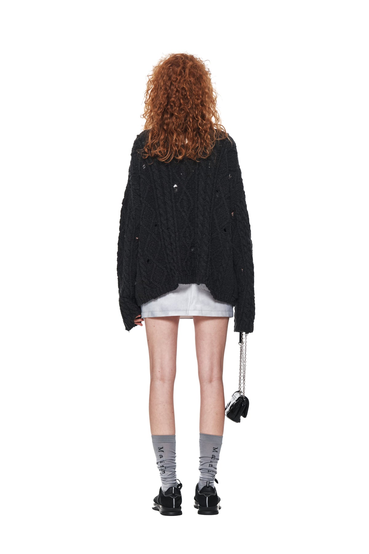 Matin Kim - Damage Cable Cardigan (Charcoal) product image 7 | TRAB K-Fashion Australia