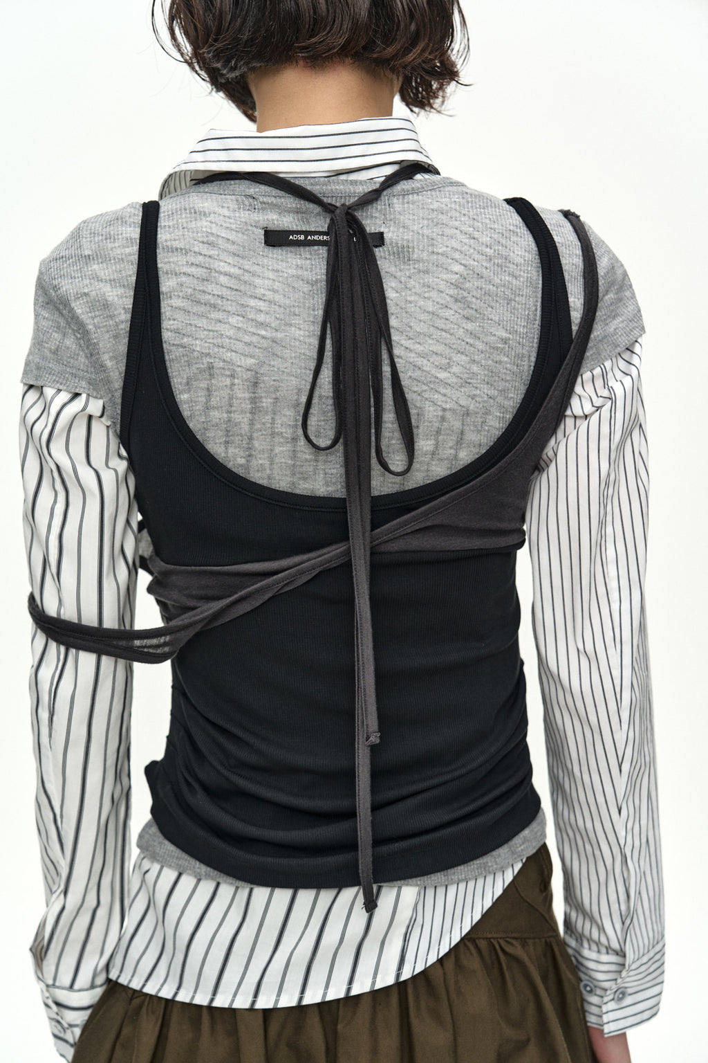 Andersson Bell - [Pre-Order – Ships June 8] Upside-Down Layered T-Shirt (Grey/Black) product image 9 | TRAB K-Fashion Australia