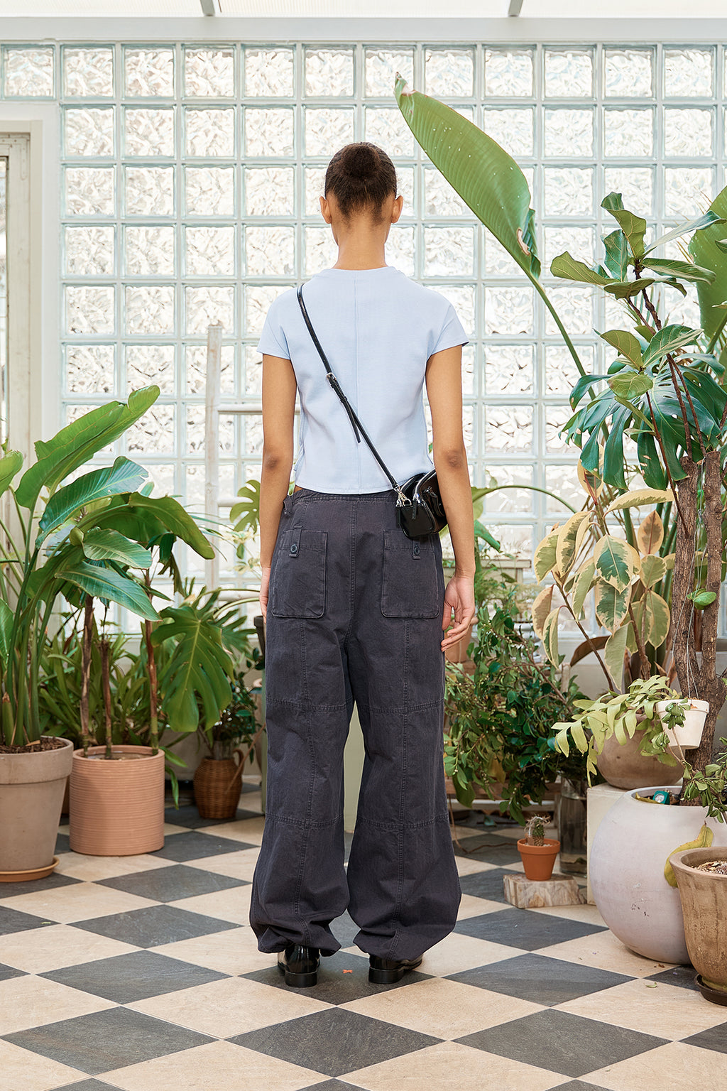 Matin Kim - Pintuck Layered Slim Crop Top (Light Blue) product image 7 | TRAB K-Fashion Australia