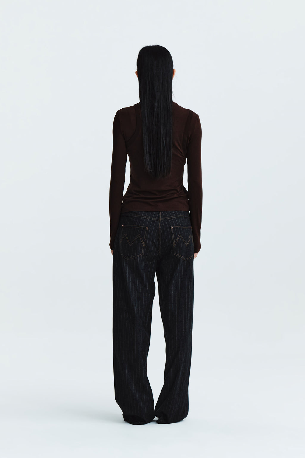 Matin Kim - Rib Layered Half Neck Long Sleeve Top (Brown) product image 8 | TRAB K-Fashion Australia
