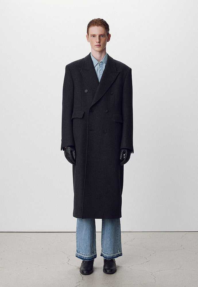 Tonywack - Herringbone Wool Double-Breasted Coat (Dark Herringbone) product image 1 | TRAB K-Fashion Australia