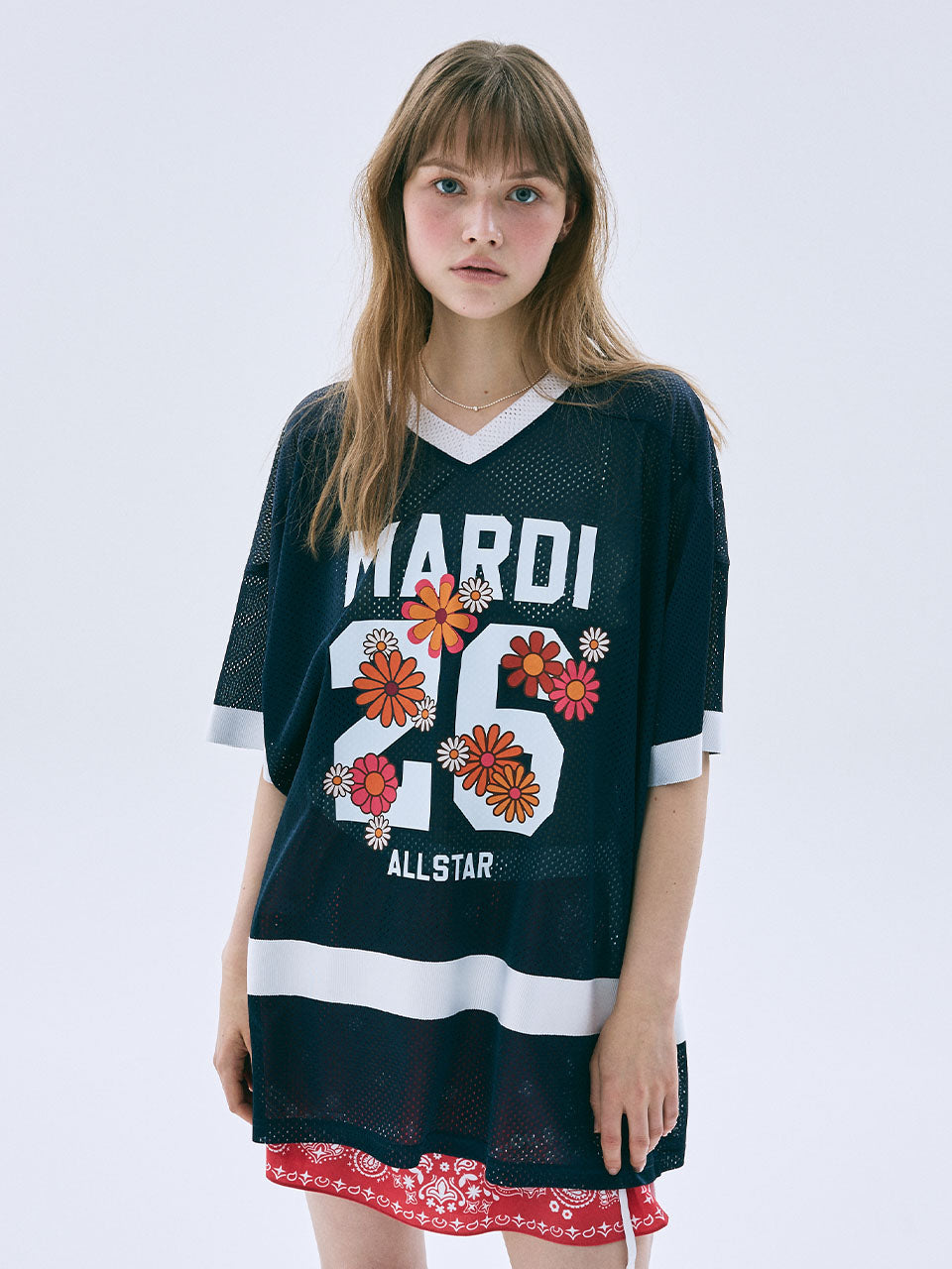 Mardi Mercredi - [Pre-Order – Ships June 26] Mesh Jersey Top Half Sleeve Blossom (Navy) product image 1 | TRAB K-Fashion Australia