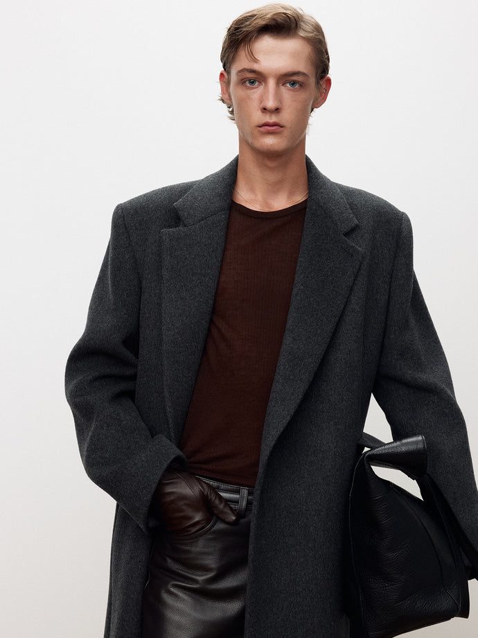 Tonywack - Wool And Cashmere Tailored Wrap Coat (Dark Grey) product image 11 | TRAB K-Fashion Australia