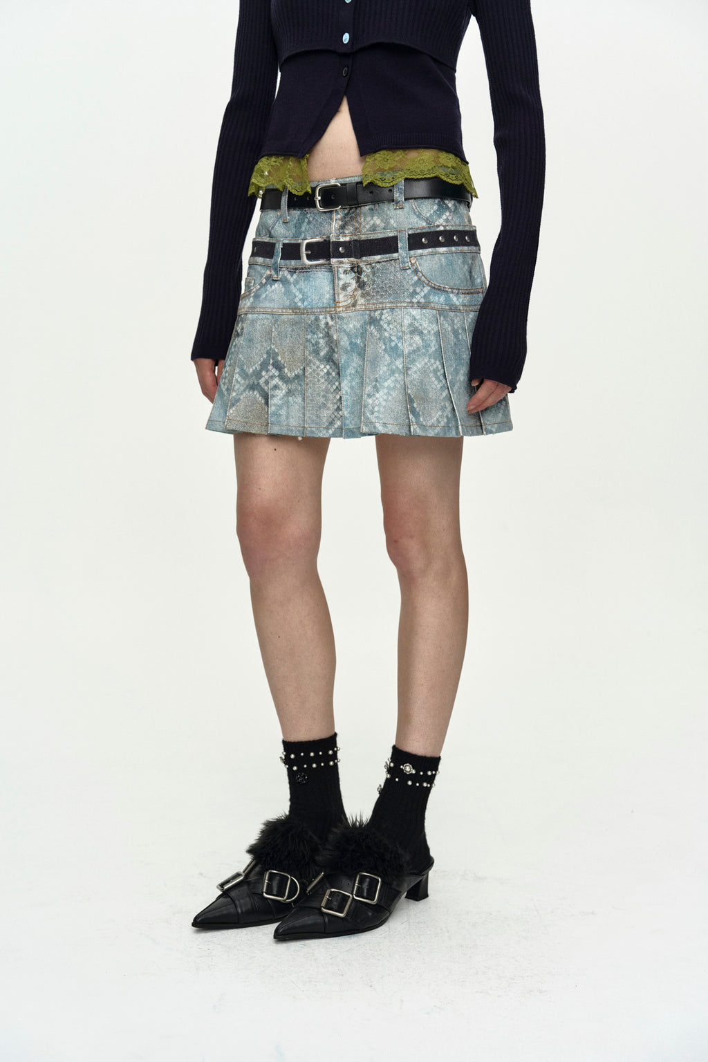 Andersson Bell - Python Fade Denim Printed Skirt (Blue) product image 8 | TRAB K-Fashion Australia