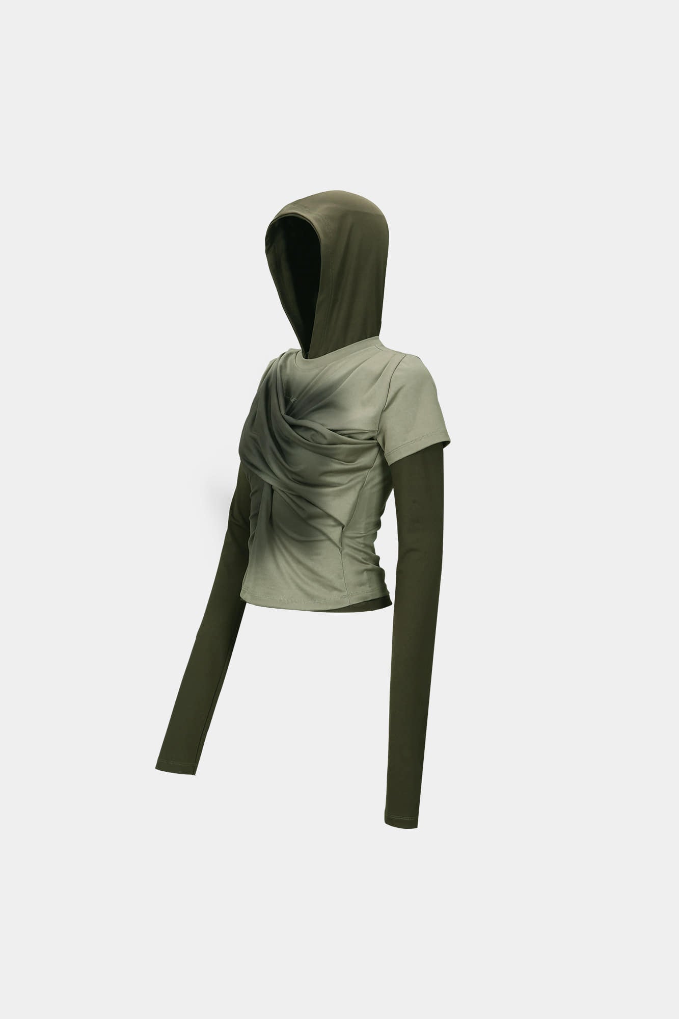 Andersson Bell - Gathered Hoodie Jersey Top (Khaki) product image 9 | TRAB K-Fashion Australia