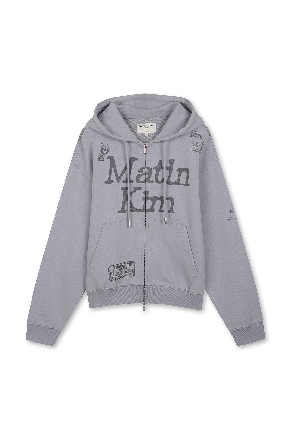 Matin Kim - Vintage Washed Graffiti Hoody Zip Up (Beige) | TRAB K-F