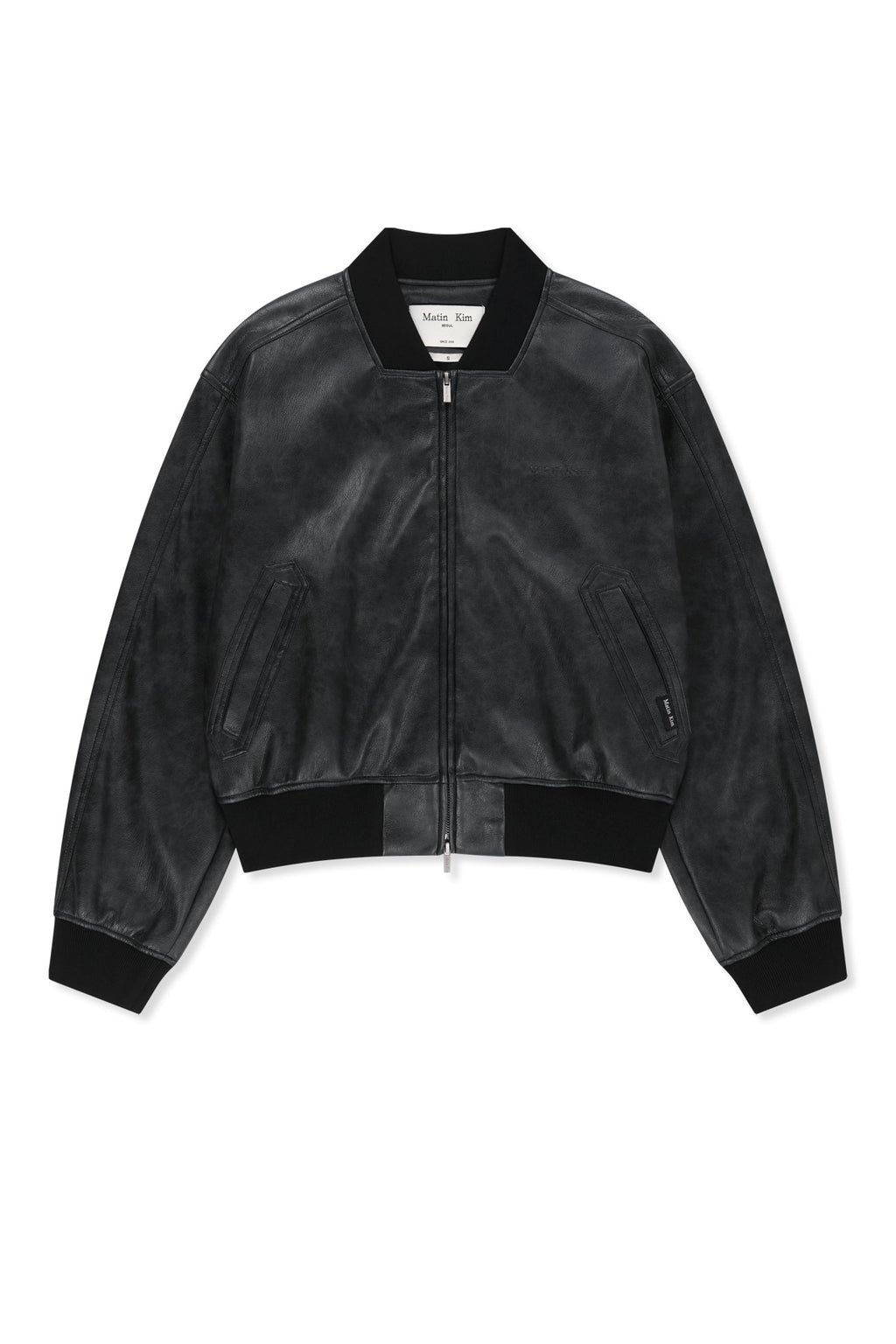 Matin Kim - Faux Leather Rib Collar Blouson (Black) product image 1 | TRAB K-Fashion Australia