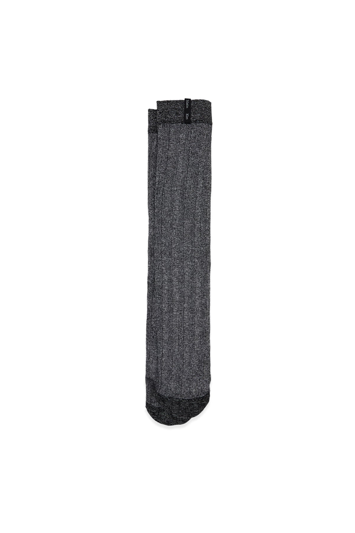 Matin Kim - Metal Ribbed Stocking Socks (Charcoal) product image 4 | TRAB K-Fashion Australia