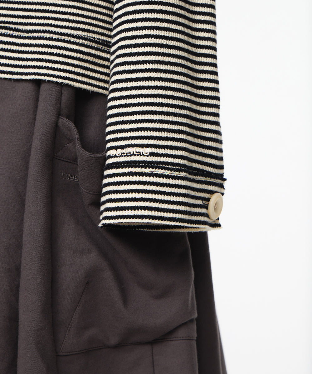 Coyseio - Wide Collar Waffle Stripe Shirt (Black) product image 7 | TRAB K-Fashion Australia