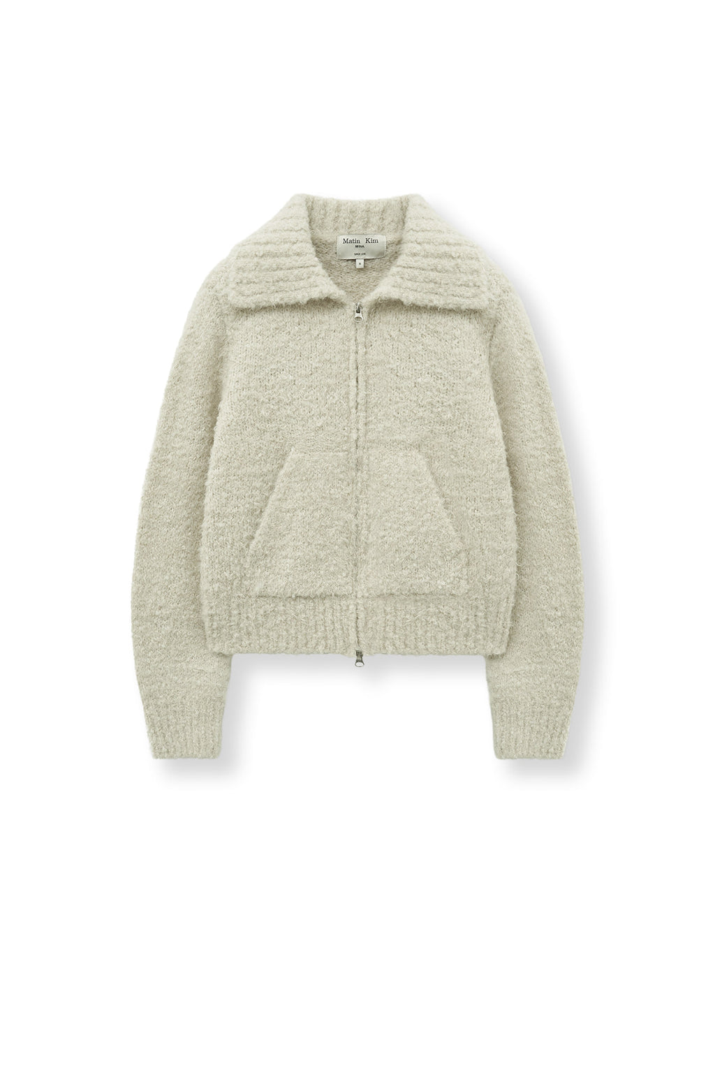 Matin Kim - Boucle Knit Zip Up Cardigan (Light Beige) product image 10 | TRAB K-Fashion Australia