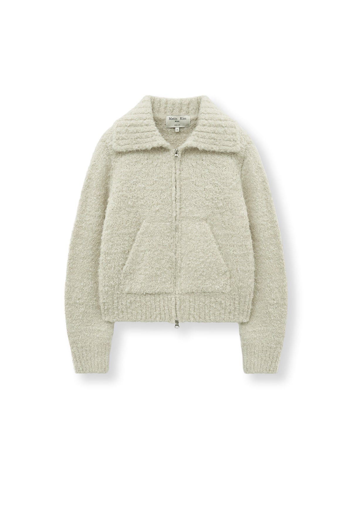Matin Kim - Boucle Knit Zip Up Cardigan (Light Beige) product image 10 | TRAB K-Fashion Australia