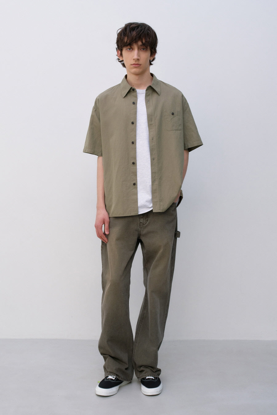 Insilence - Washed Natural Slub Shirt (Khaki Beige) product image 1 | TRAB K-Fashion Australia