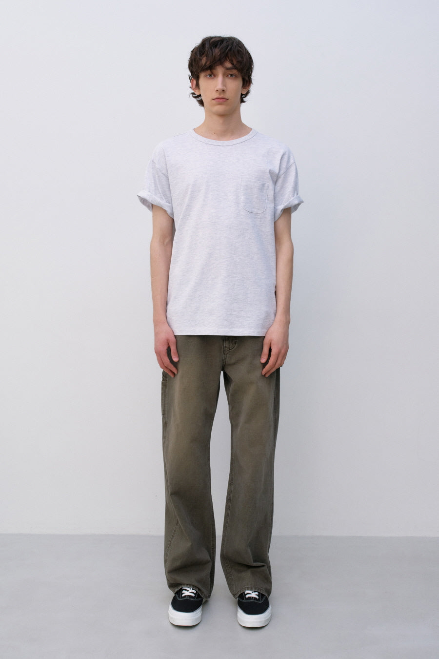 Insilence - Scoop Neck Pocket Short Sleeve (Melange Grey) product image 1 | TRAB K-Fashion Australia