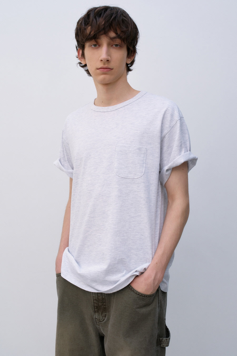 Insilence - Scoop Neck Pocket Short Sleeve (Melange Grey) product image 6 | TRAB K-Fashion Australia