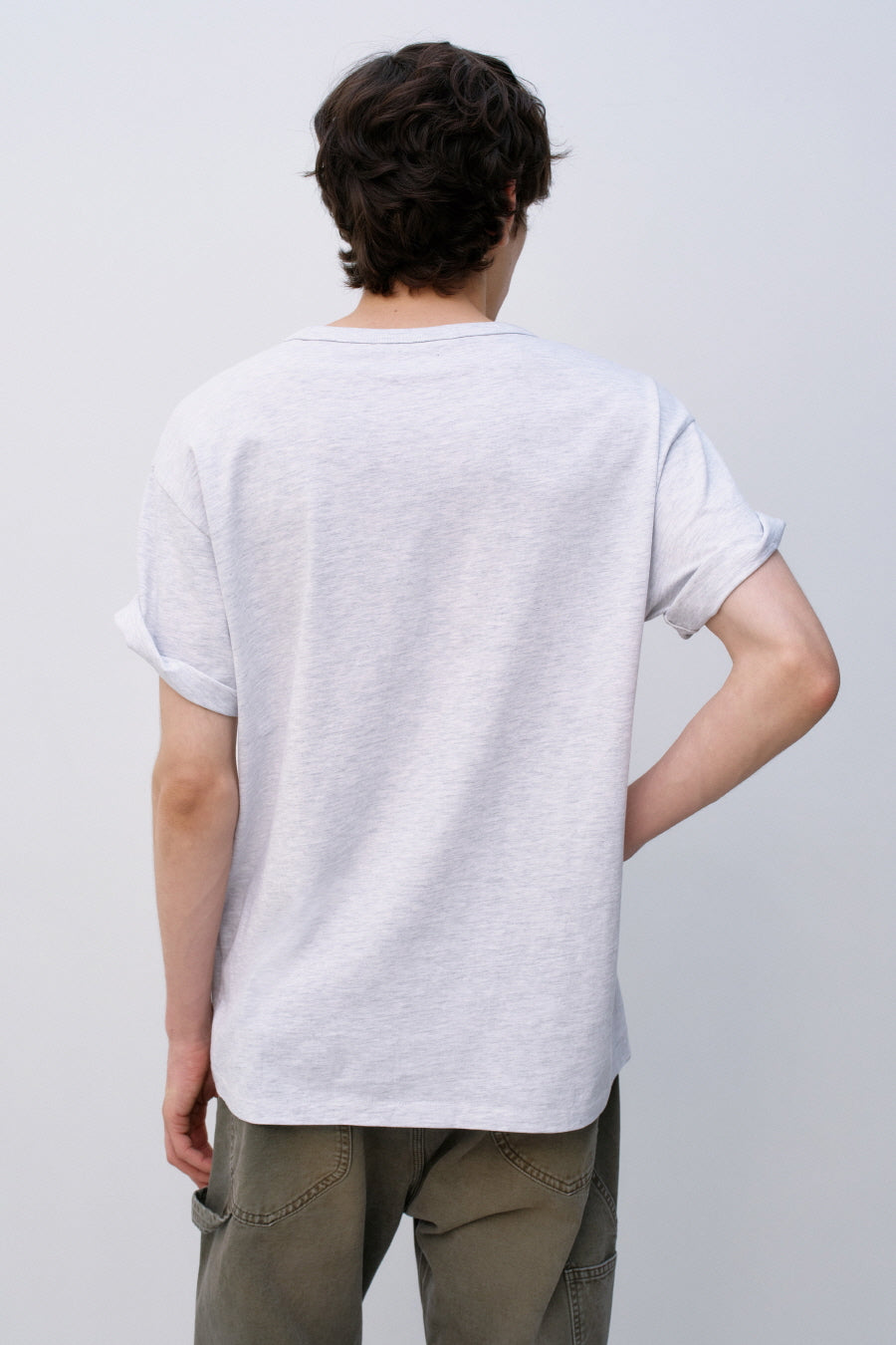 Insilence - Scoop Neck Pocket Short Sleeve (Melange Grey) product image 5 | TRAB K-Fashion Australia