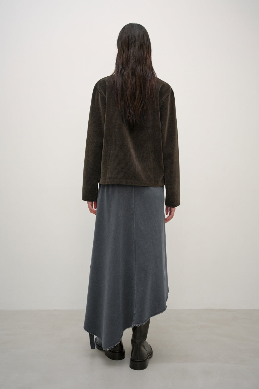 Insilence - Corduroy High-Neck Zip-Up (Brown) product image 4 | TRAB K-Fashion Australia
