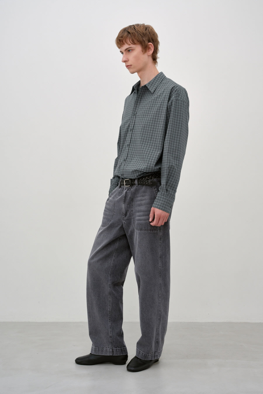 Insilence - Oversized Check Shirt (Grey) product image 4 | TRAB K-Fashion Australia