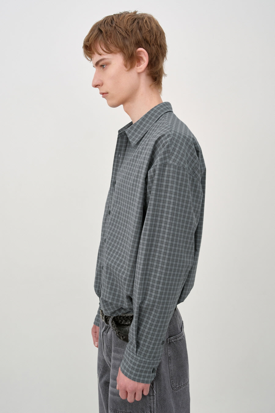 Insilence - Oversized Check Shirt (Grey) product image 2 | TRAB K-Fashion Australia