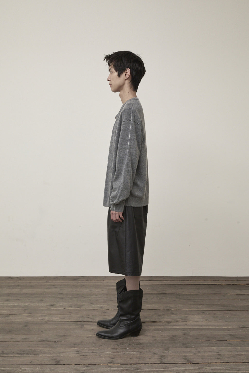 Matin Kim - Cashmere Blended Round Knit Cardigan (Grey) product image 13 | TRAB K-Fashion Australia