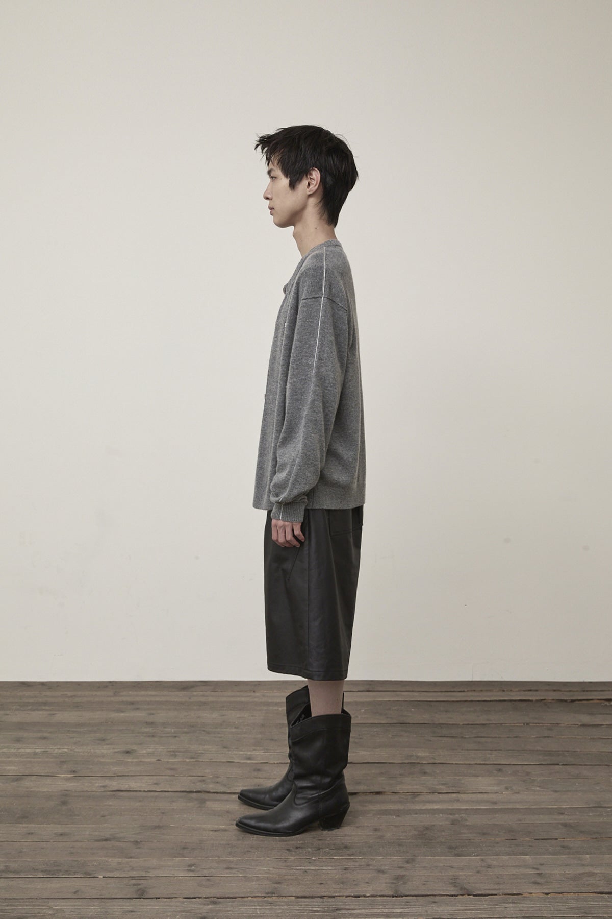 Matin Kim - Cashmere Blended Round Knit Cardigan (Grey) product image 13 | TRAB K-Fashion Australia