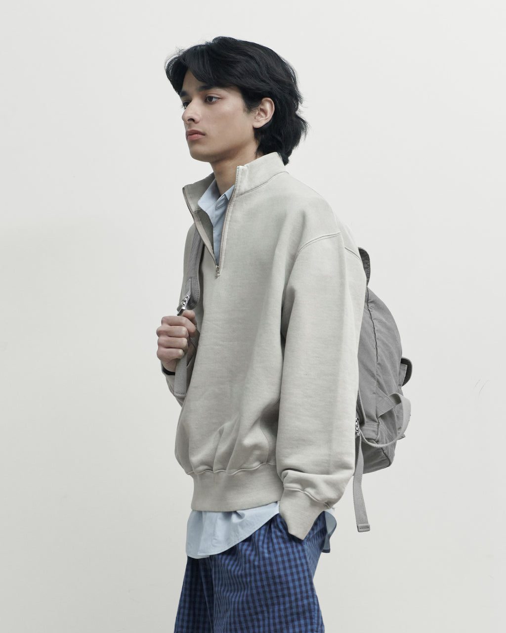 Brownyard - Sweat Half Zip Up (Stone) product image 2 | TRAB K-Fashion Australia