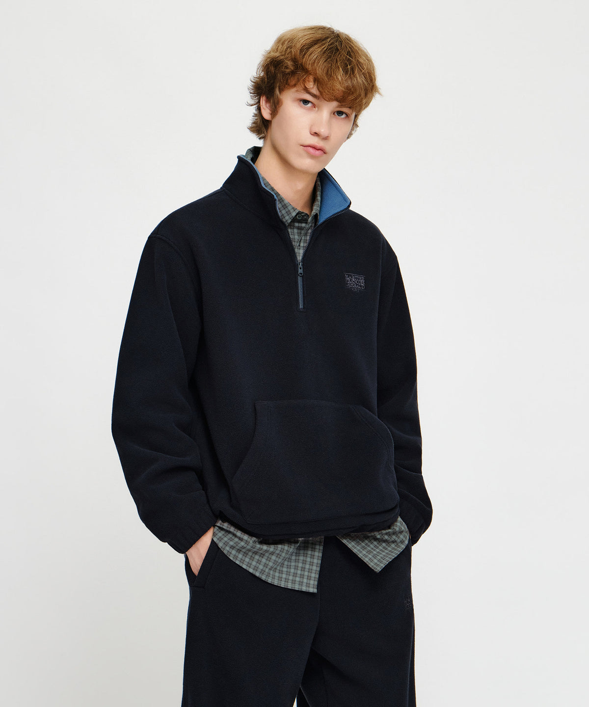 Marithe & Francois Girbaud - Small Classic Logo Fleece Anorak (Dark Navy) product image 2 | TRAB K-Fashion Australia