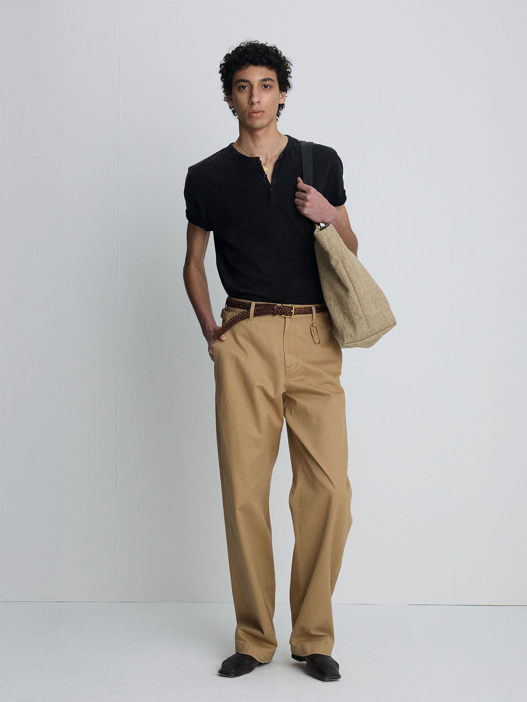Tonywack - Garment Dyed Henley Neck Top (Vintage Black) product image 2 | TRAB K-Fashion Australia