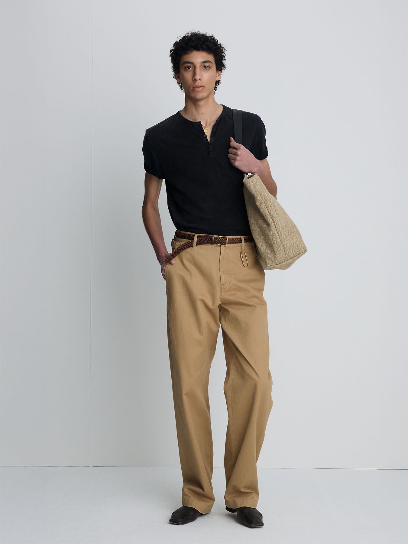 Tonywack - Garment Dyed Henley Neck Top (Vintage Black) product image 2 | TRAB K-Fashion Australia