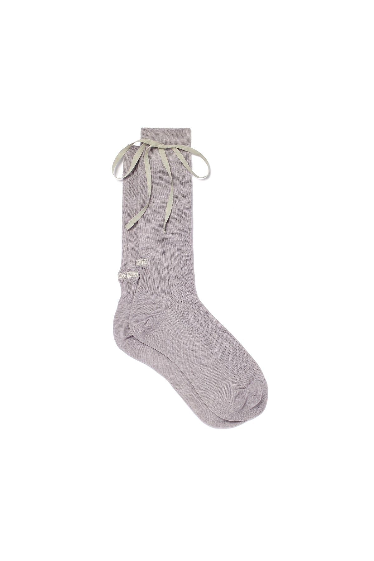 Matin Kim - Ribbon Point Crew Socks (Light Grey) product image 2 | TRAB K-Fashion Australia