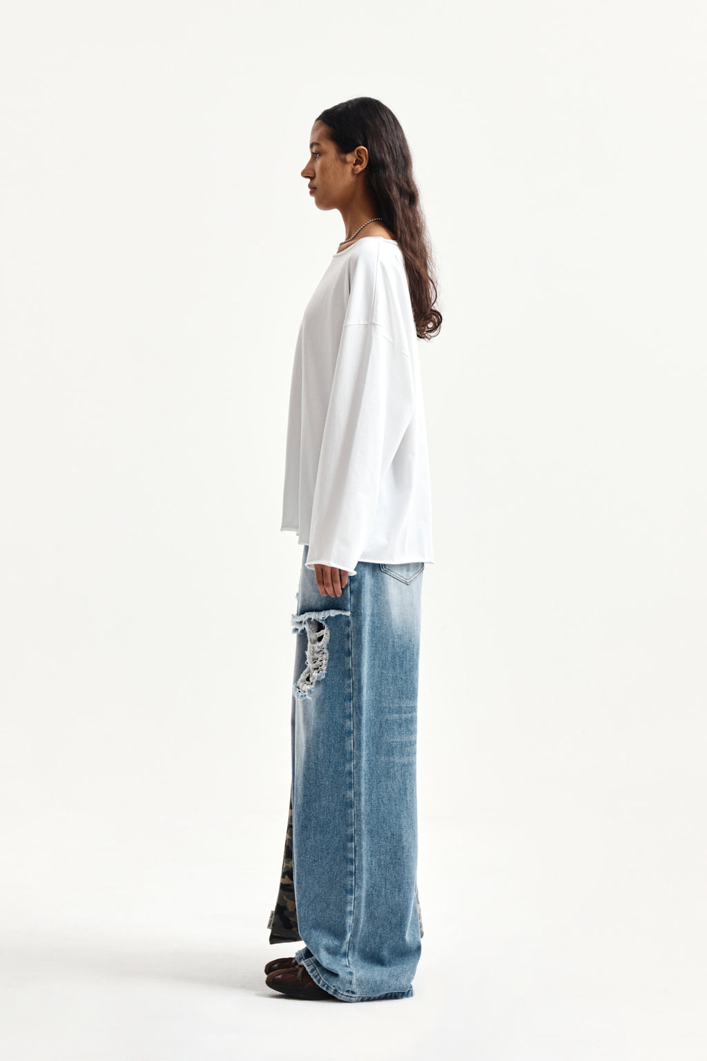 Matin Kim - Raw Hem Finished Boat Neck Top (White) product image 6 | TRAB K-Fashion Australia