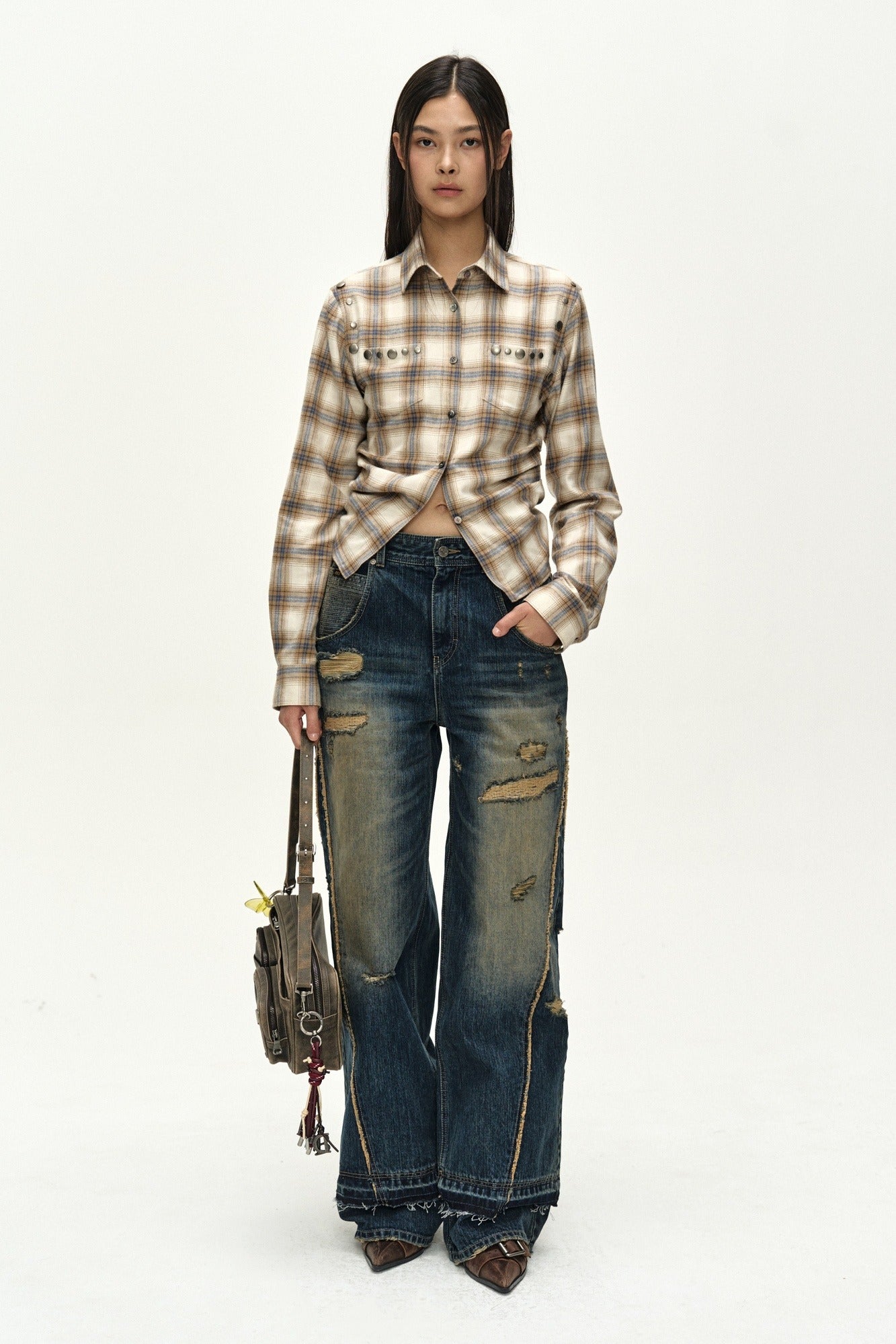 Andersson Bell - Layered Wide Jeans (blue) (Blue) product image 1 | TRAB K-Fashion Australia