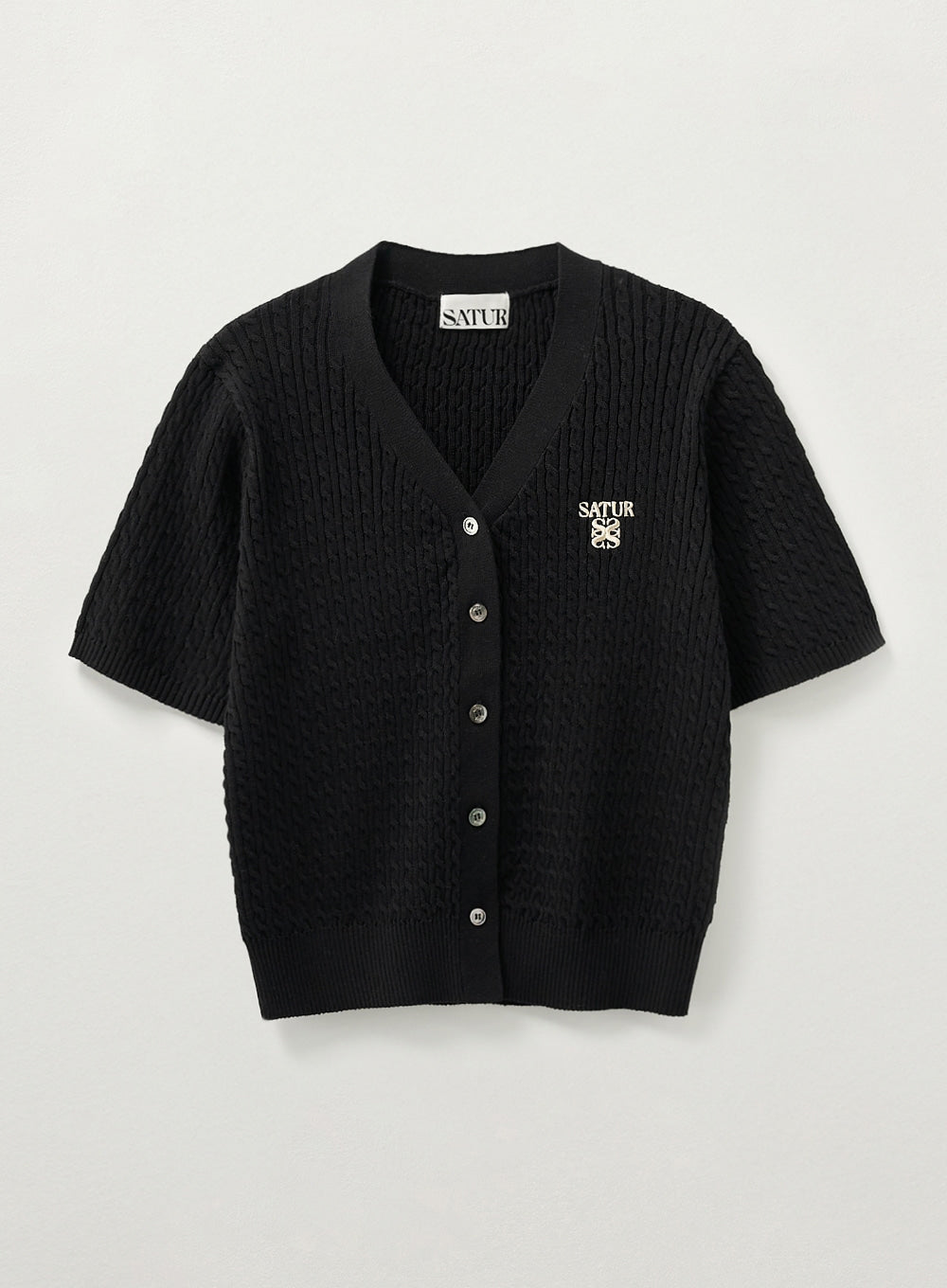 Satur - (W) Cable Knit Half Cardigan (Black) product image 1 | TRAB K-Fashion Australia