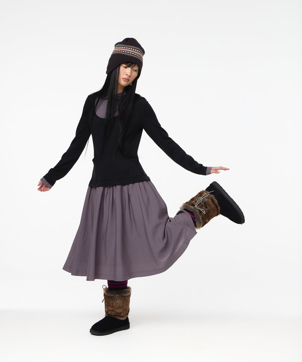 Coyseio - Layered Shirt Cardigan Shirring Dress (Black) product image 3 | TRAB K-Fashion Australia