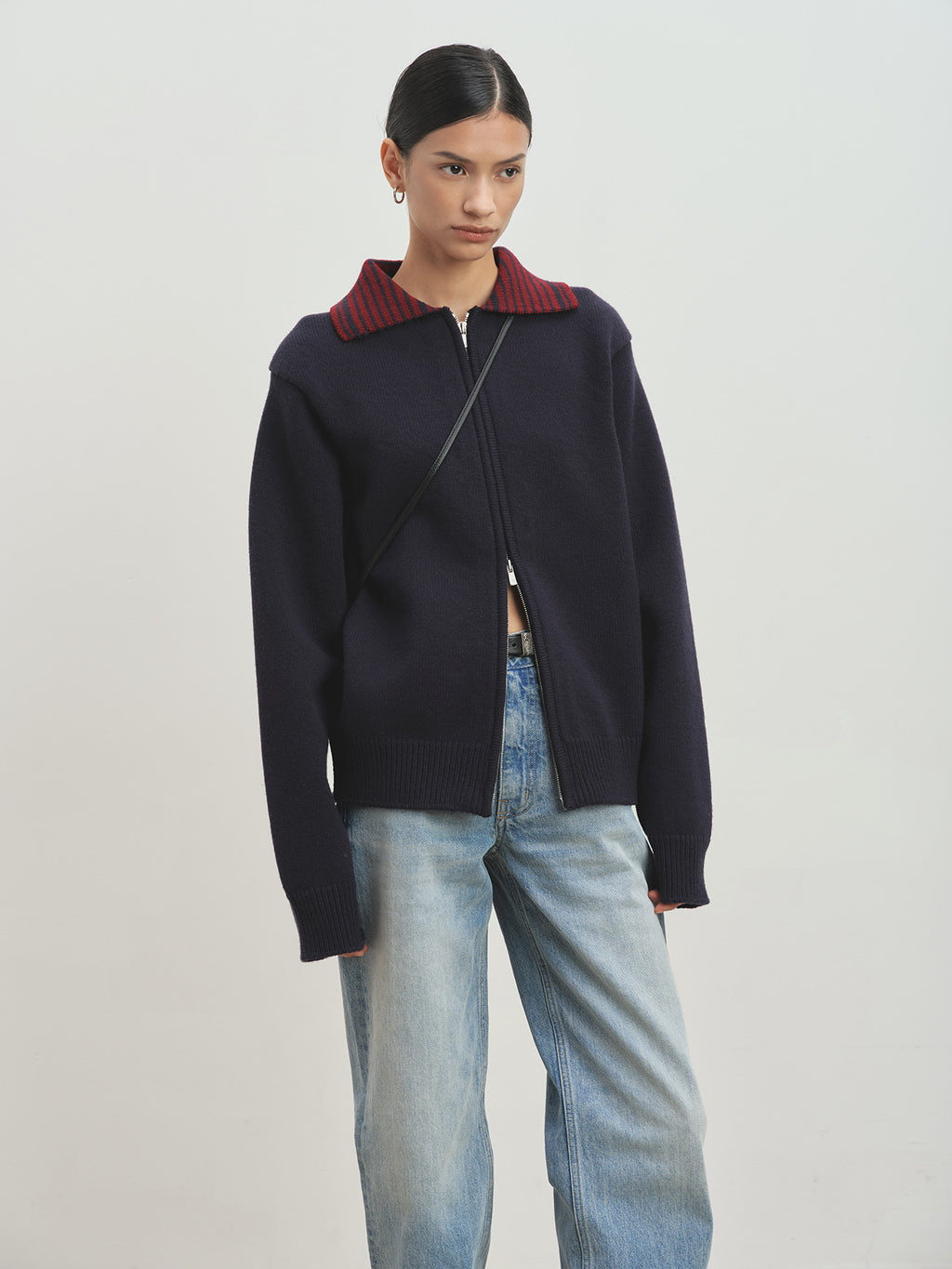 Tonywack - Contrast Collar Full-Zip Blouson (Navy) product image 3 | TRAB K-Fashion Australia